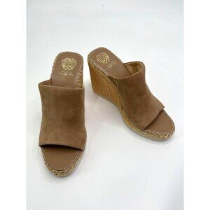 Vince Camuto Brissia Wedge Woven Nubuck Mule Tortilla Tan Beige Size 10 NWOB